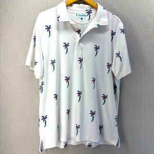 Chubbies Shirt Men Large White Polo Stretch Performance Palm Tree Short Sleeve
